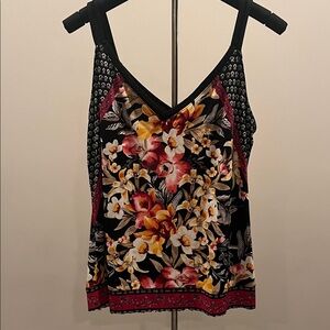 White House Black Market Floral Camisole in Black and Red